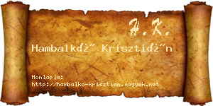 Hambalkó Krisztián névjegykártya